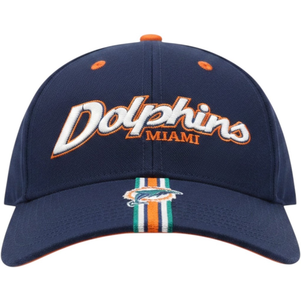 Miami Dolphins Hat Navy Blue Wool Blend Adjustable Strapback Embroidered Cap